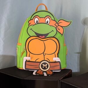 Loungefly Teenage Mutant Ninja Turtles Michelangelo Green Orange Mini Backpack